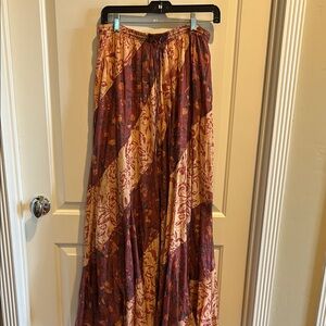 Free People Jackie Maxi Skirt Brick Combo Color Size Small Boho